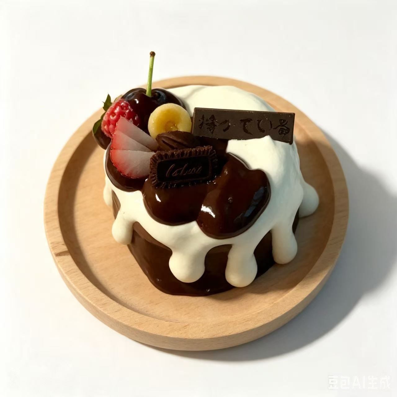 White Drip Cherry Chocolate Cake