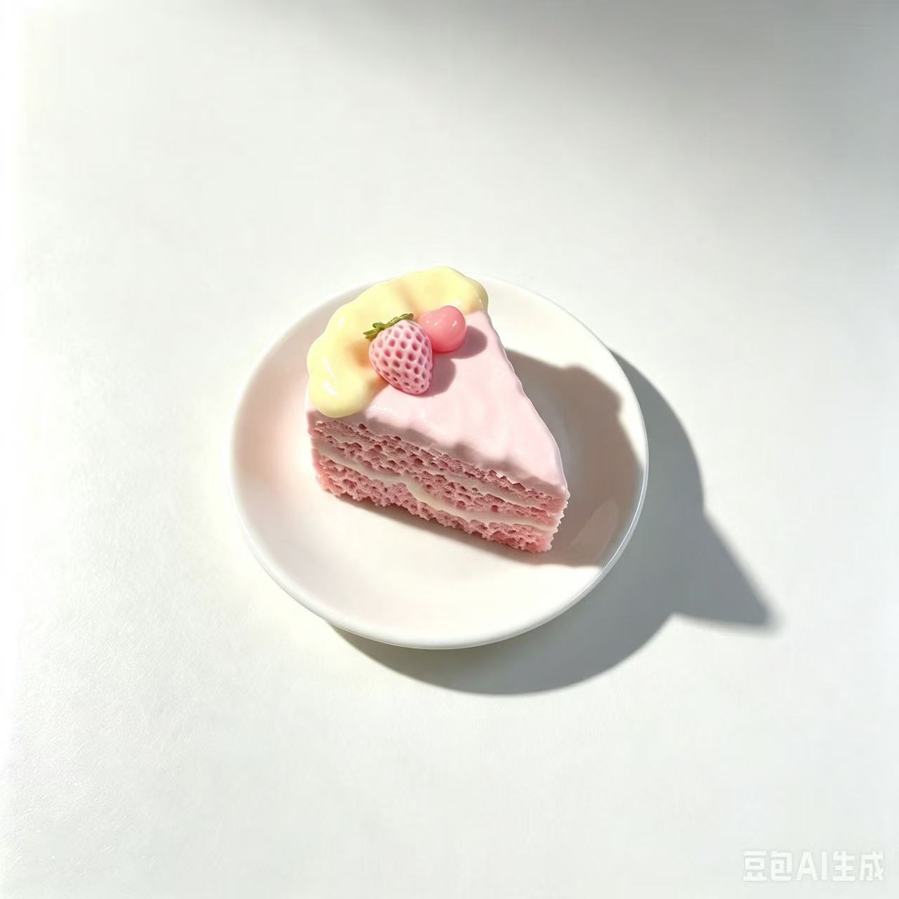 Pink Strawberry Layer Cake Slice
