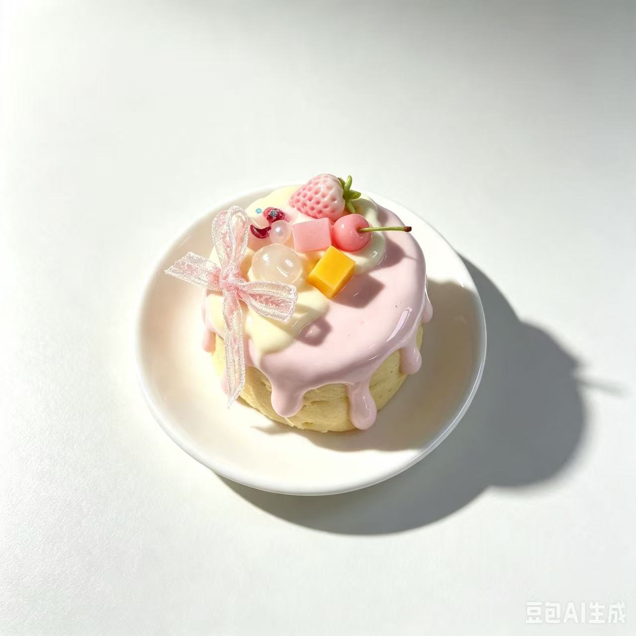 Ribboned Mini Strawberry Bento Cake